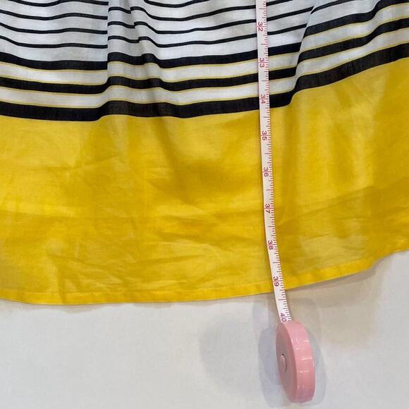 Talbots Cotton Navy, White, Yellow Stripe Sleeveless Full Dress, Size 10 - Picture 12 of 12